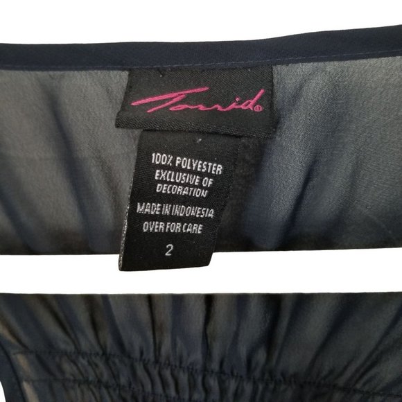 Torrid Womens 2X Navy Blue Sheer Sleeveless Button - Picture 5 of 6